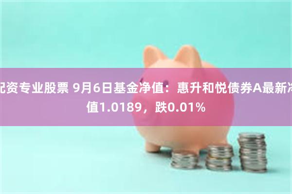 配资专业股票 9月6日基金净值：惠升和悦债券A最新净值1.0189，跌0.01%